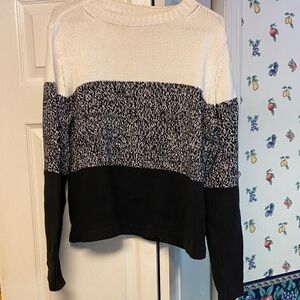 Liz Claiborne Colorblock Sweater - Cream, Gray, and Black